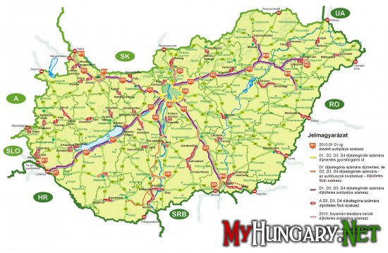 Карта автодорог Венгрии