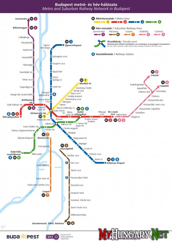 Новая схема метро Будапешта и пригородных сетей поездов