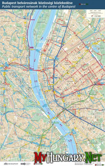 Схема движения наземного транспорта в центре Будапешта