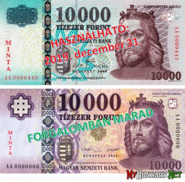 Банкноты номиналом 10000 форинтов будут изъяты из оборота