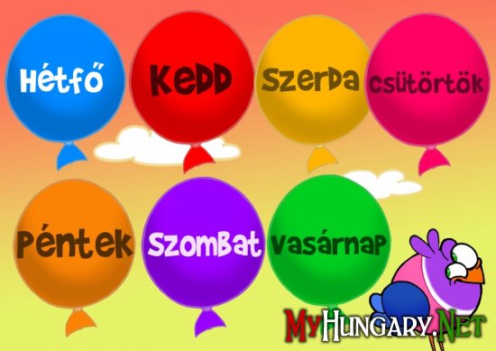 Венгерский язык в картинках - Дни недели (A hét napjai)